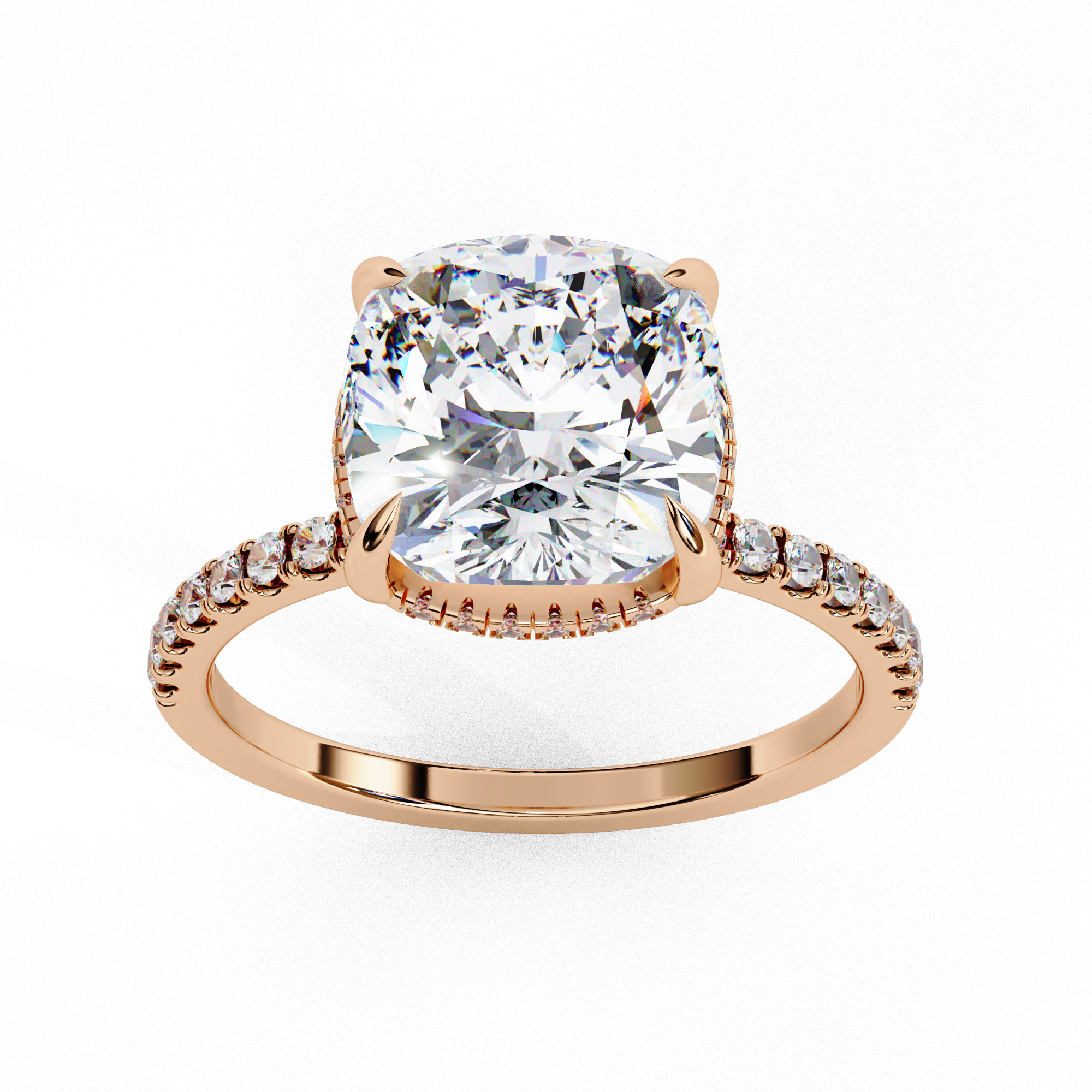 Solitairekart 3.53ct Cushion Square Cut Natural Diamond Ring - H Color, VS1 Clarity